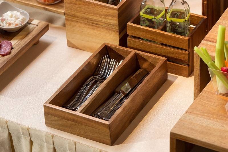 Cubiertos / porta bolsitas de acacia - Imagen 2