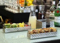 Cesta de puntos de acero inoxidable cepillado de 9" x 6" - Plata