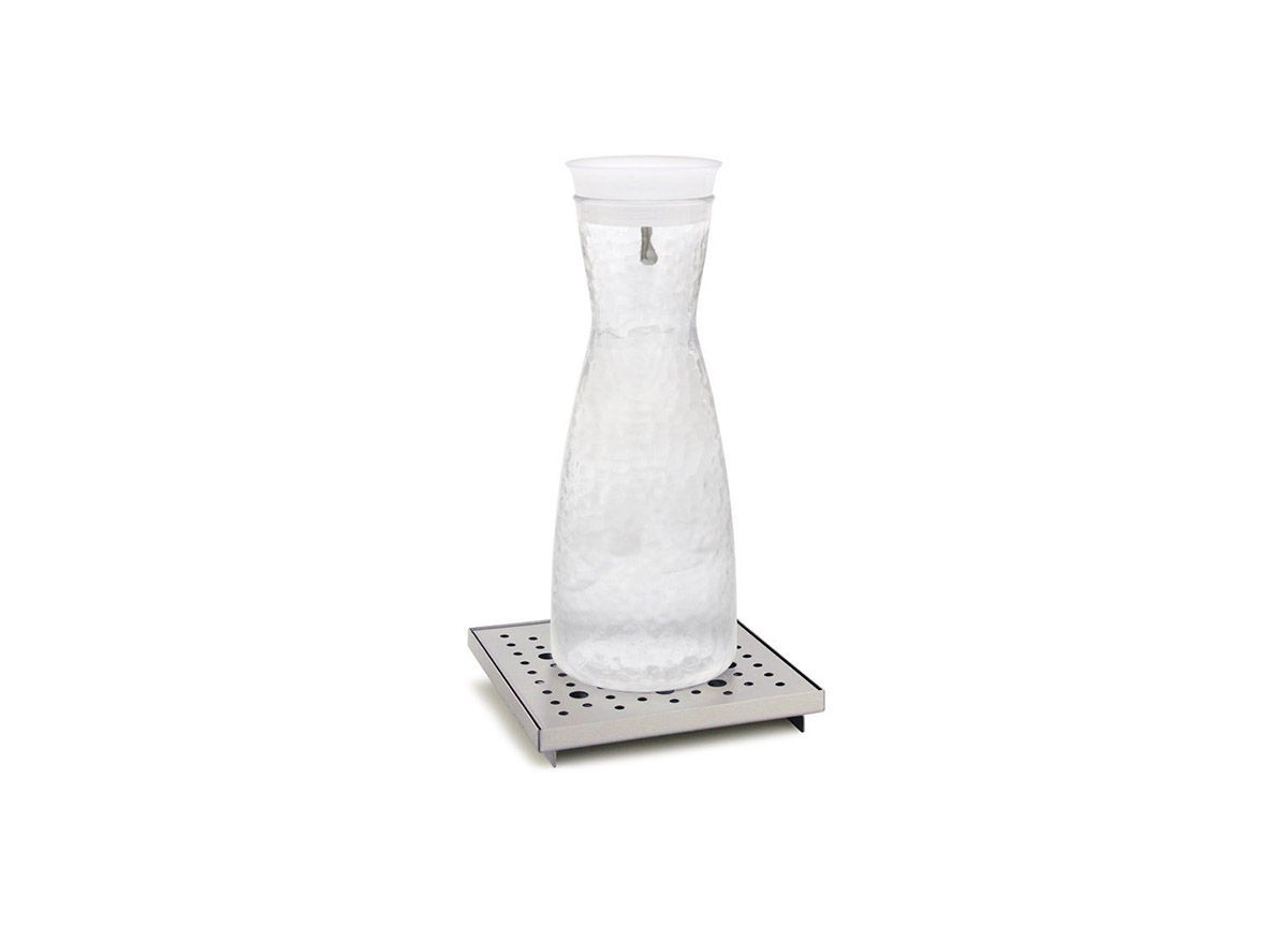 Bandeja de goteo cuadrada de 6" con base, en acero inoxidable cepillado - Imagen 2