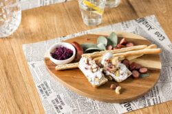 Tabla de cortar de acacia y bol de melamina– Pack 10 Uds.