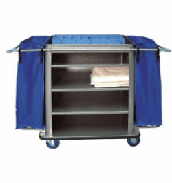 Carro de Lencería en Acero Inox 18/8 con 4 Estantes | Bolsas 114 L | Ruedas Giratorias 160 mm