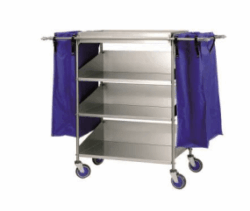 Carro de Limpieza de 4 Bandejas en Acero Inox 18/8 | Bolsas 114 L | Ruedas Reforzadas 125 mm