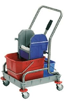 Carro Fregado Fácil en Acero Inox 18/8 | Cubo 25 L + Cubo 6 L + Prensa | Ruedas 75 mm