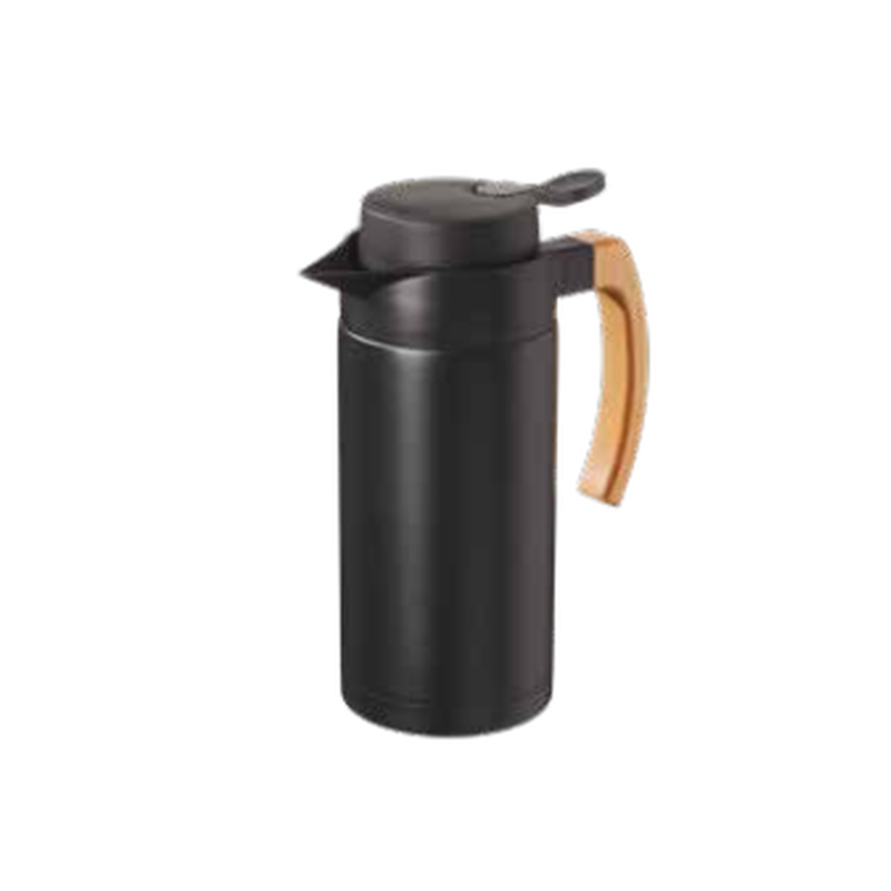 Jarra térmica negra con asa efecto madera – 1,2 L,Pack 6 Uds.